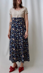 Floral Linen Two Tone Dress