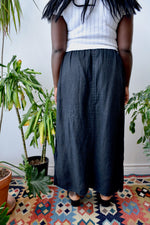 Black Linen Maxi Skirt