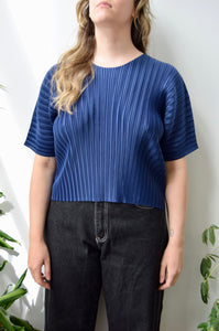 Navy Pleated Top