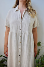 Neutral Gingham Linen Dress