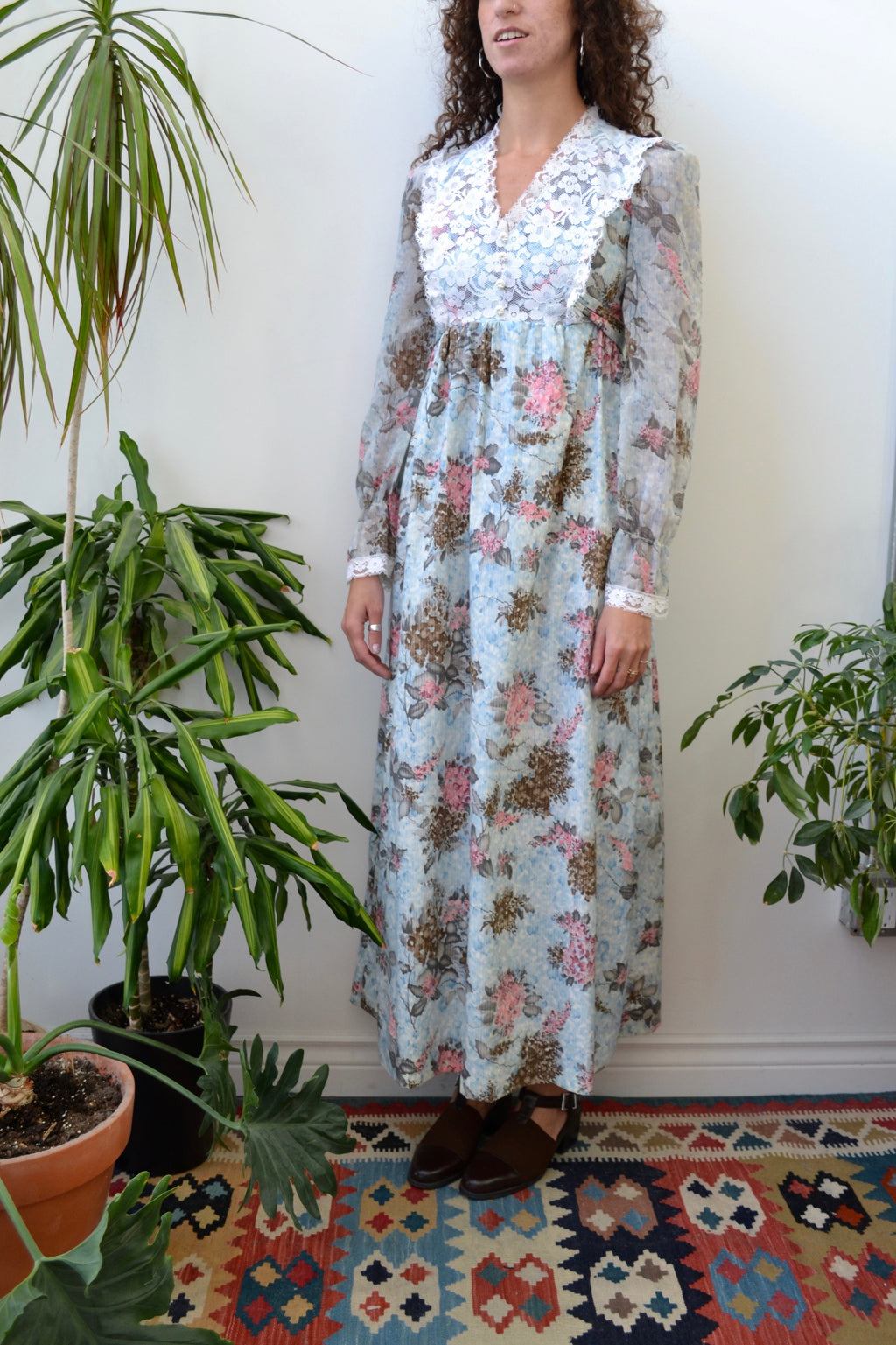 Seventies Lace Bib Dress