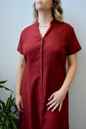 Cranberry Linen Dress