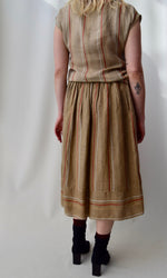 1980's Two Piece Linen Skirt Set