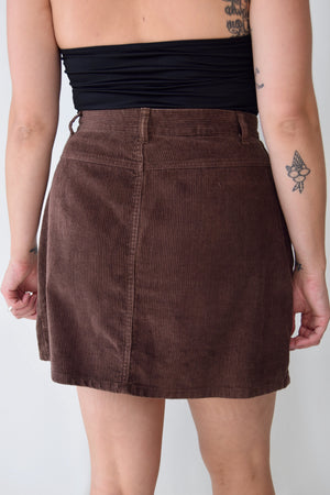 Umber Cotton Cord Mini Skirt