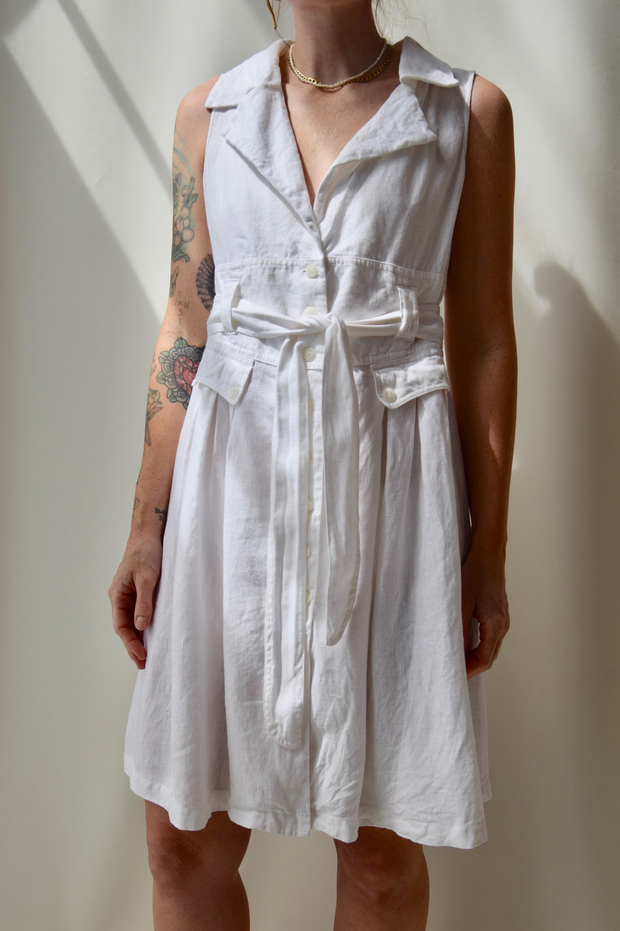 SAND Essential White Linen Dress
