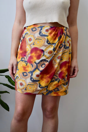 Abstract Rayon Wrap Skirt