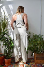 Beige Cotton Cargo Overalls