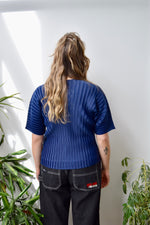 Navy Pleated Top