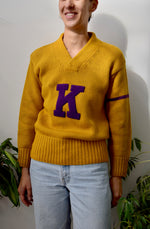 Vintage Mustard K Varsity Sweater