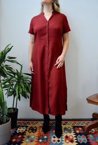 Cranberry Linen Dress