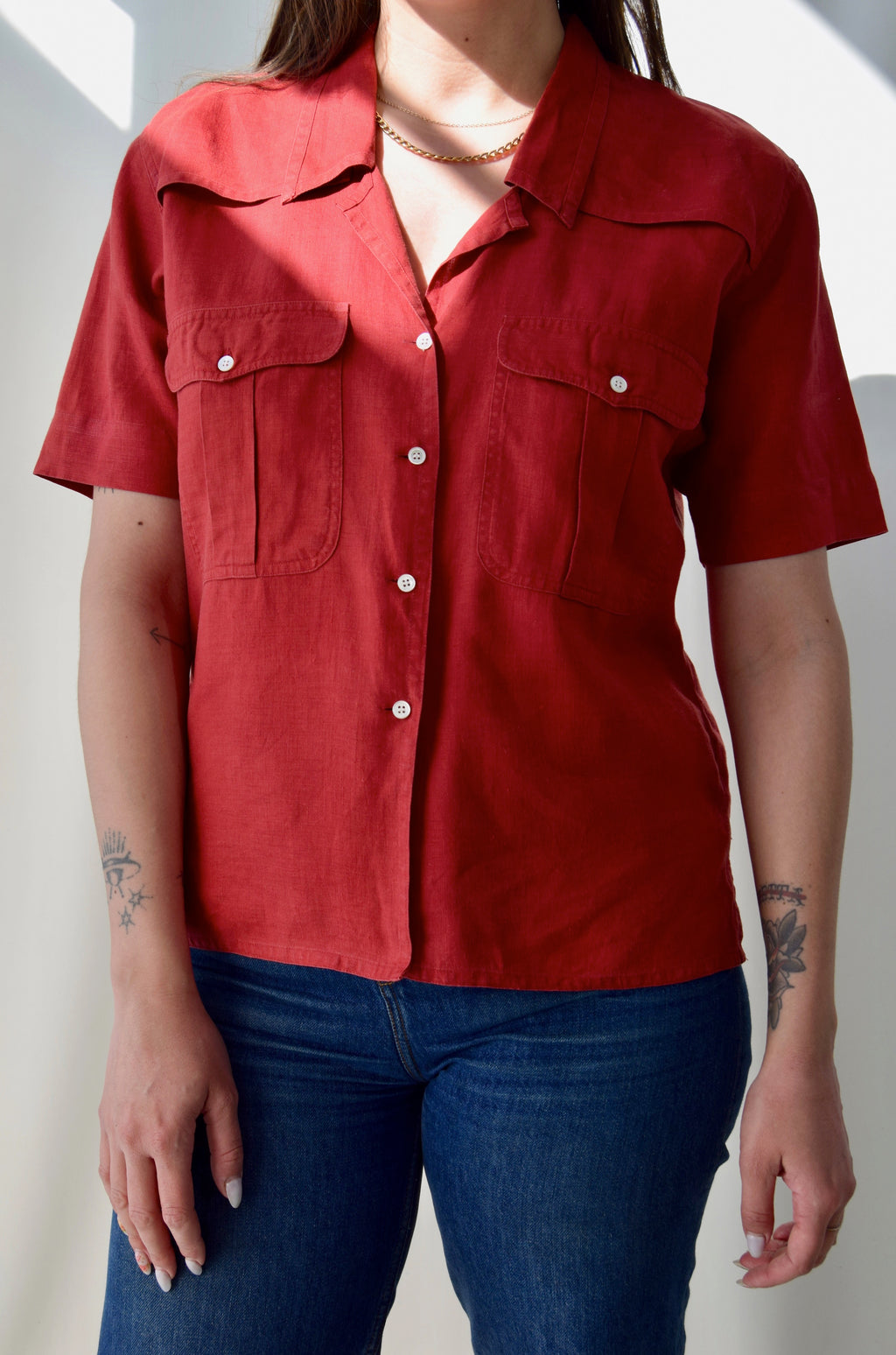 Rust Linen Blouse