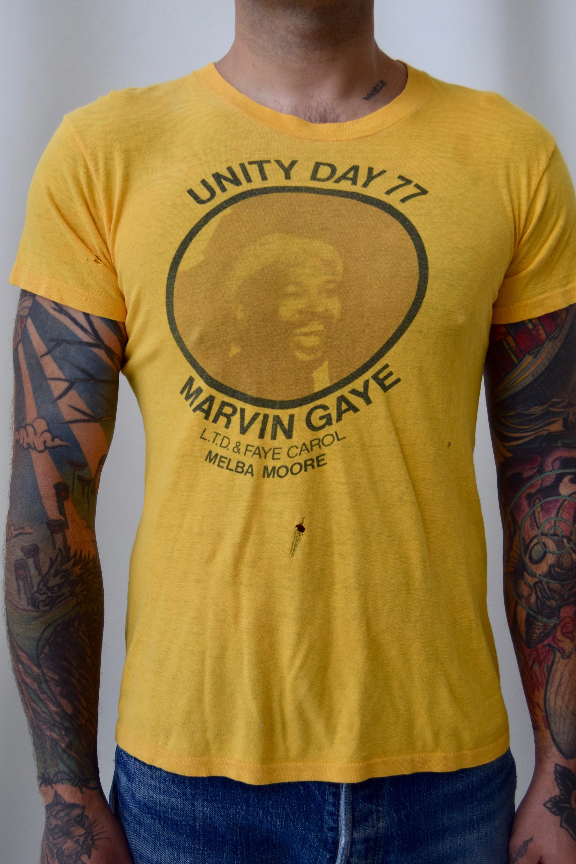 RARE Vintage 1977 Marvin Gaye Unity Day T-Shirt