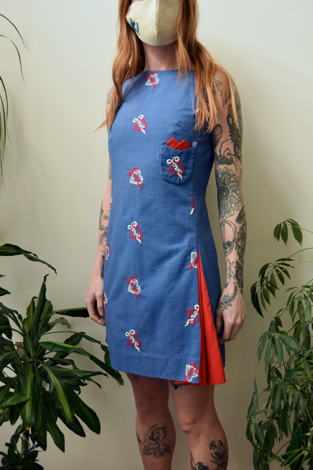 Sixties Love Embroidered Dress