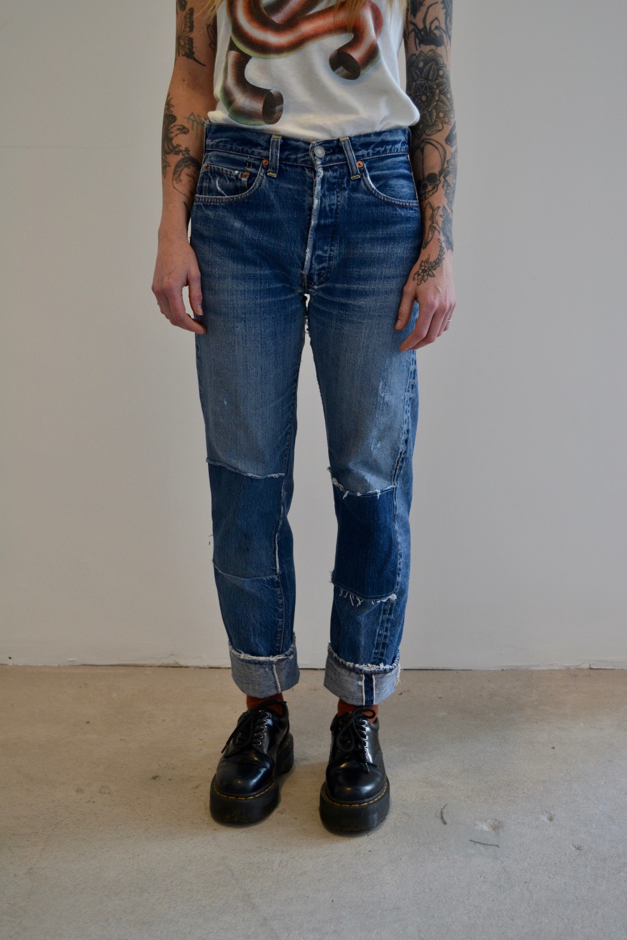 Vintage Patched Levis Selvedge Jeans