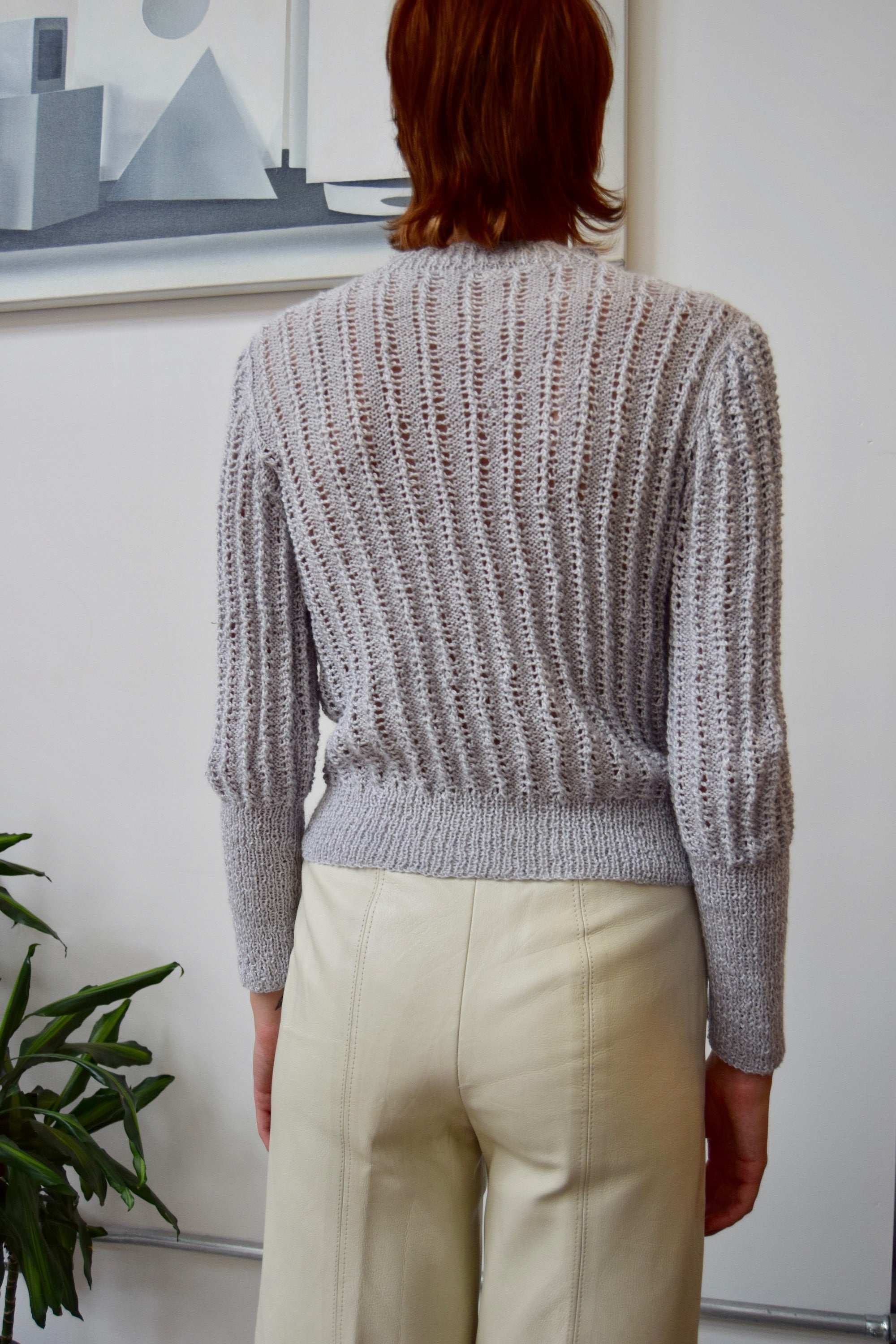 Pearl Grey Mutton Sleeve Sweater