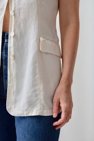 White Linen Tunic Vest Top