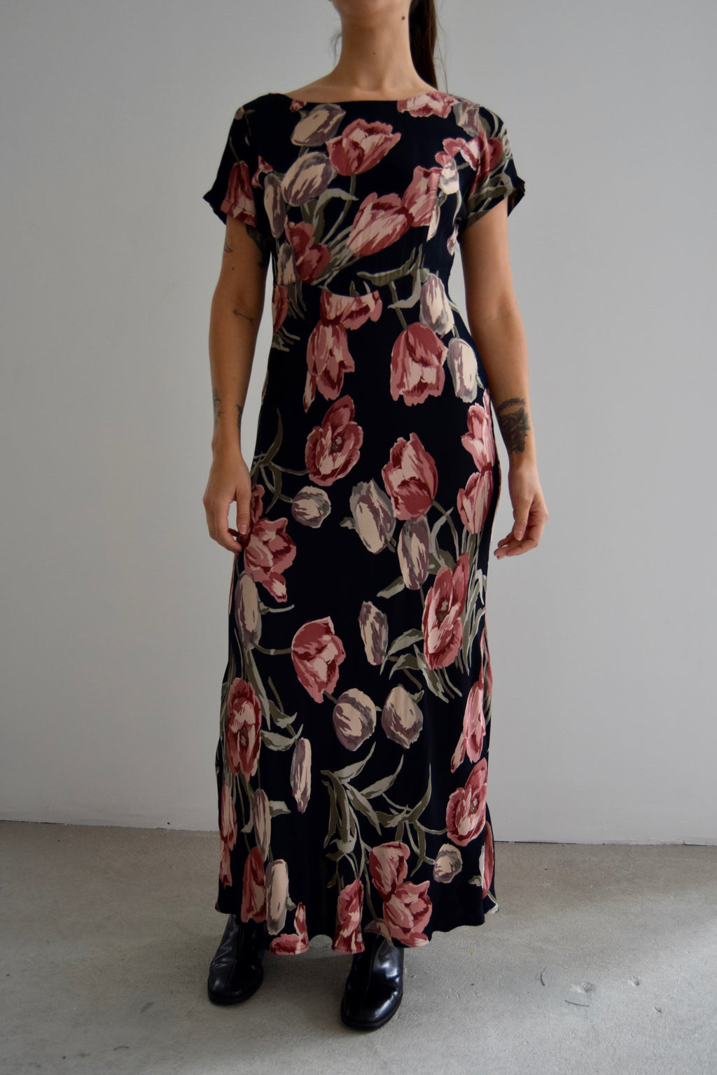 Vintage 90’s Floral Rayon Maxi Dress