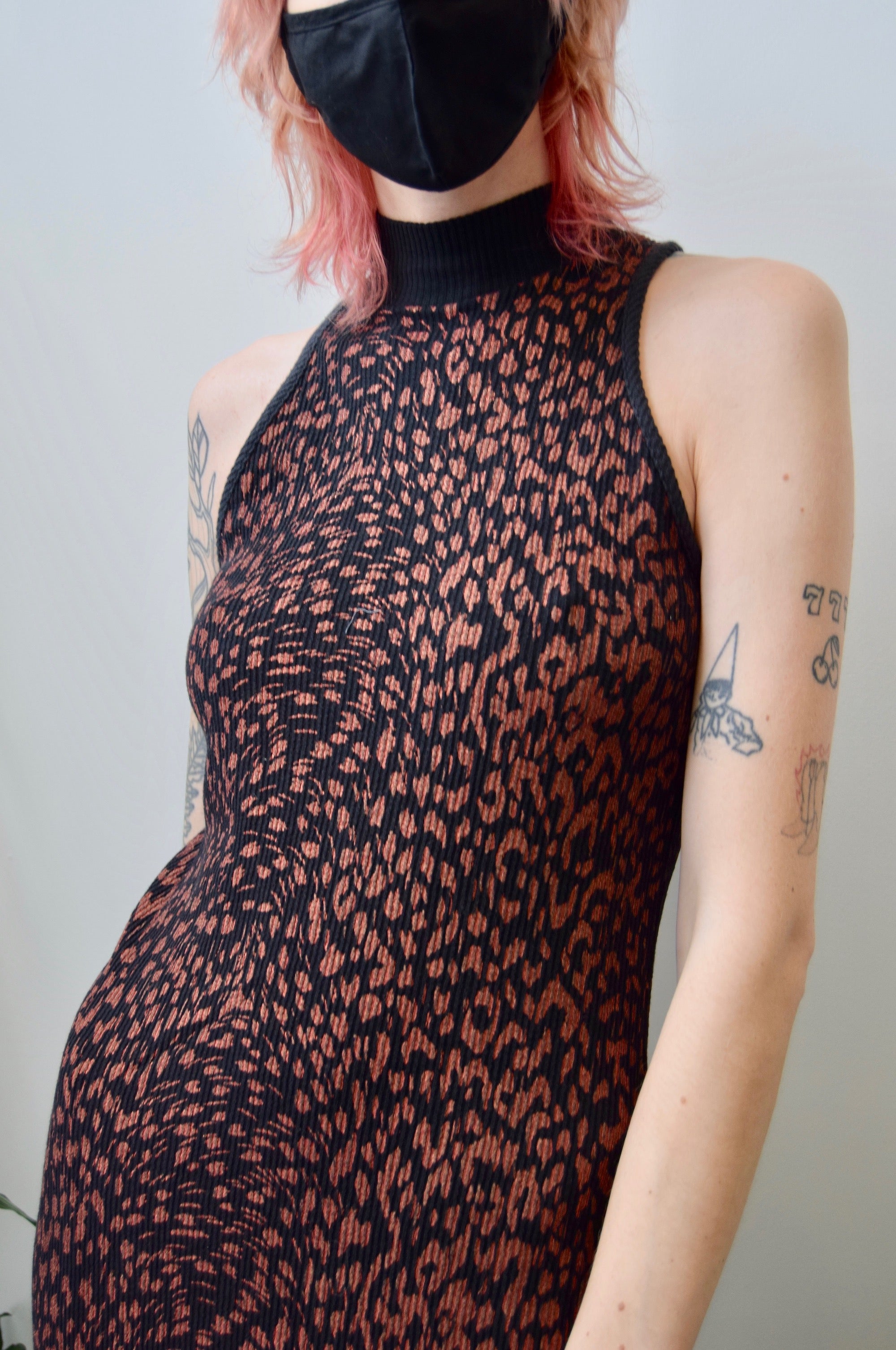 Mock Neck Leopard Dress