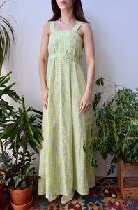 Seventies Key Lime Gingham Dress