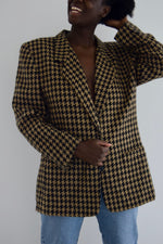 Large Camel and Black Houndstooth Blazer