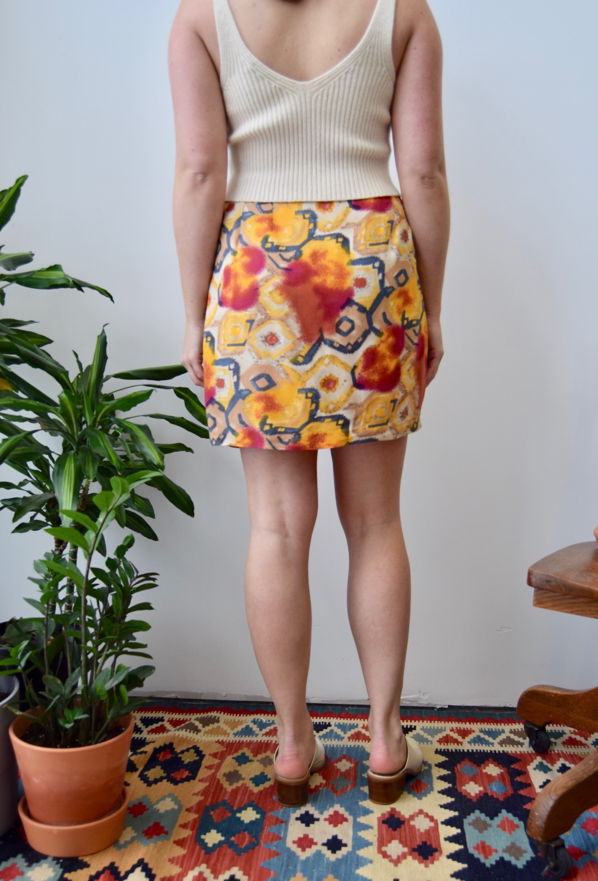 Abstract Rayon Wrap Skirt