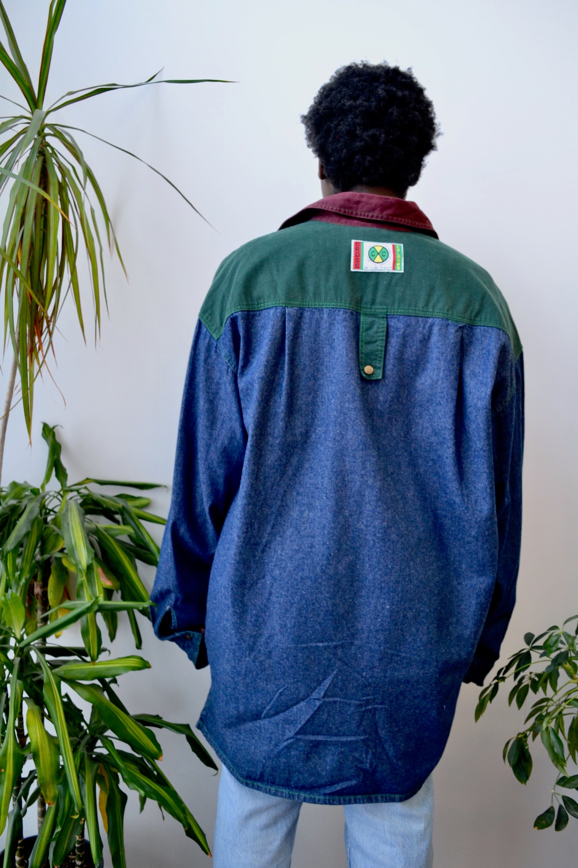シャツ Vintage 00s Cross Colours Studded Denim Panel Shirt Cross Colours Denim Shirt – Community Thrift and Vintage