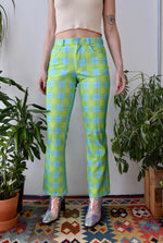 Nineties "In Charge" Neon Plaid Flares