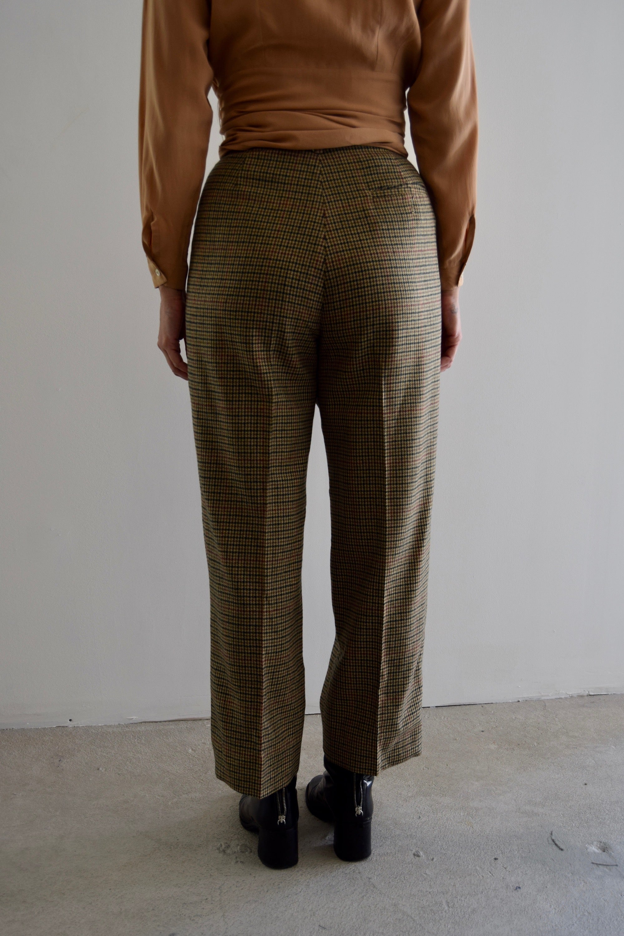 Vintage Calvin Klein Houndstooth Plaid Wool Trousers