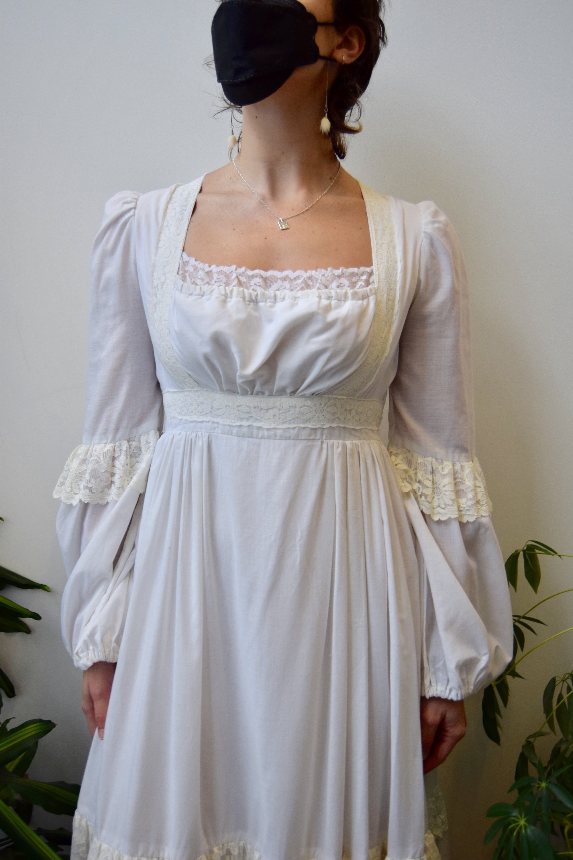 Cream And Ivory Gunne Peasant Dress