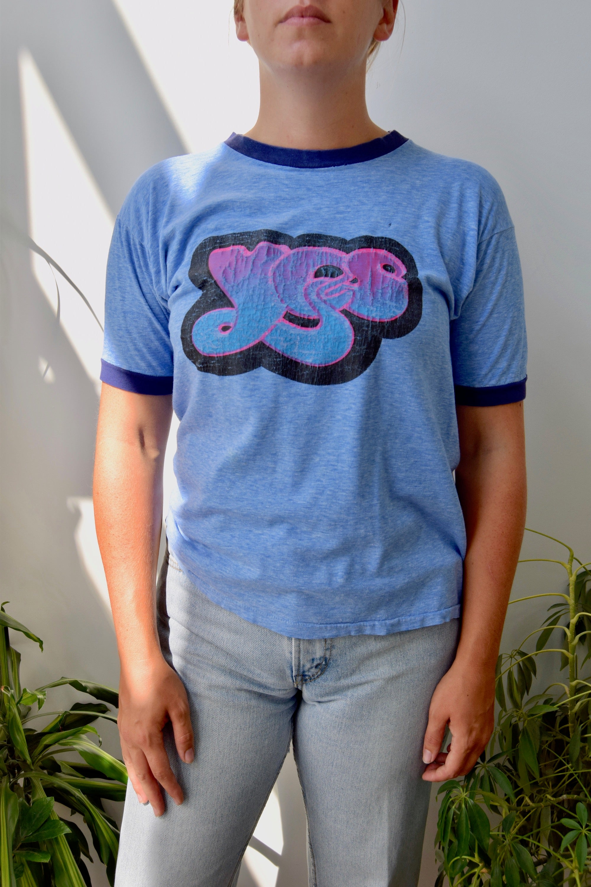 Seventies "Yes" Band Transfer Ringer Tee