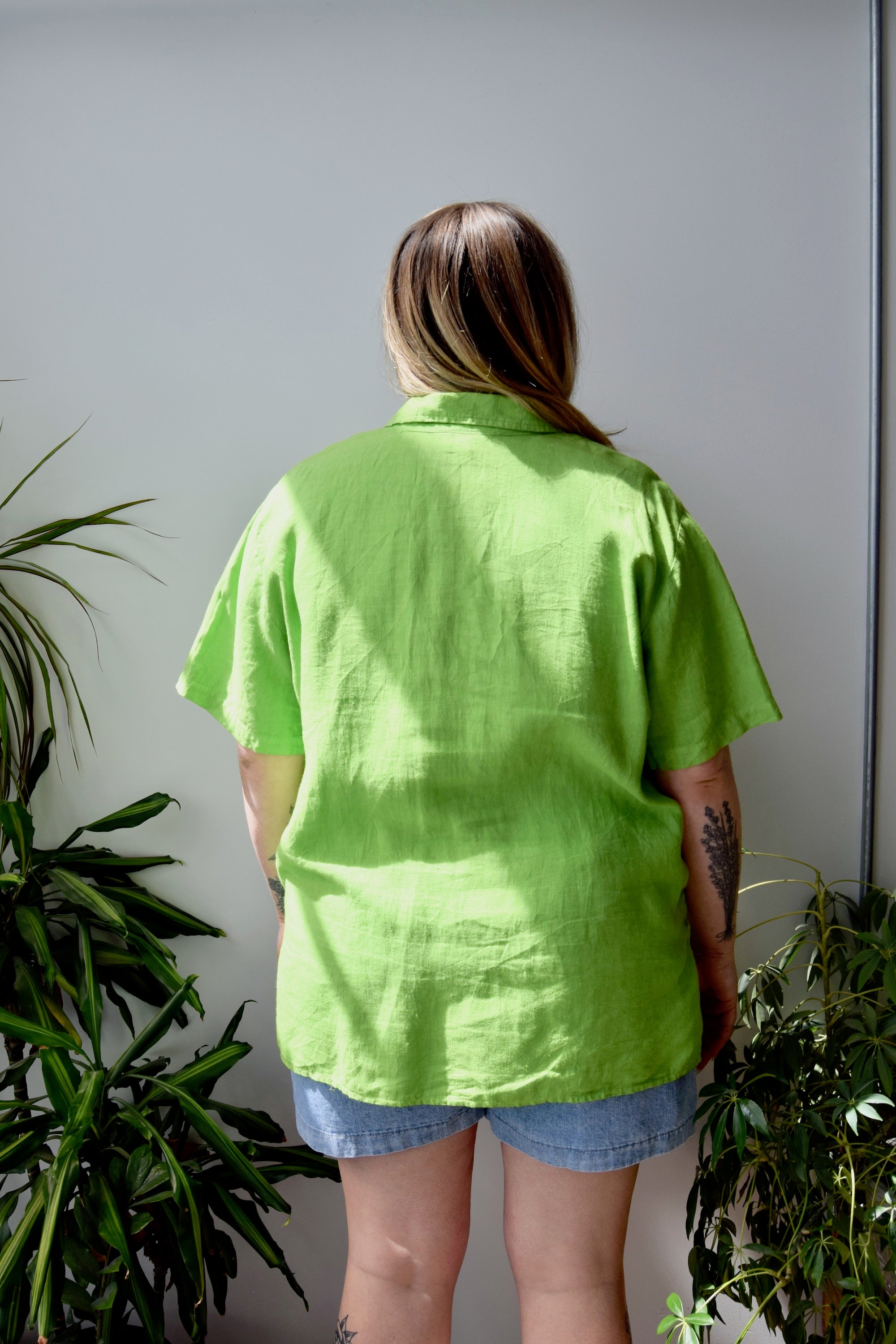 Vibrant Lime Linen Shirt