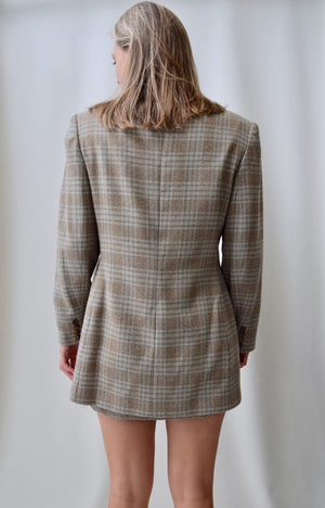 Nineties Plaid Wool Mini Skirt Suit