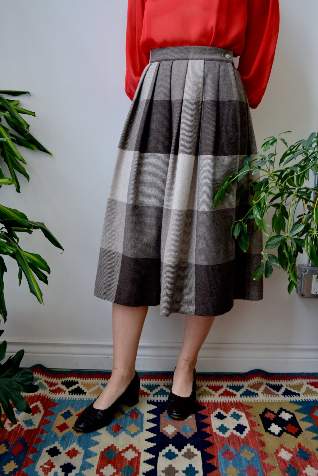 Seventies Wool Box Check Skirt