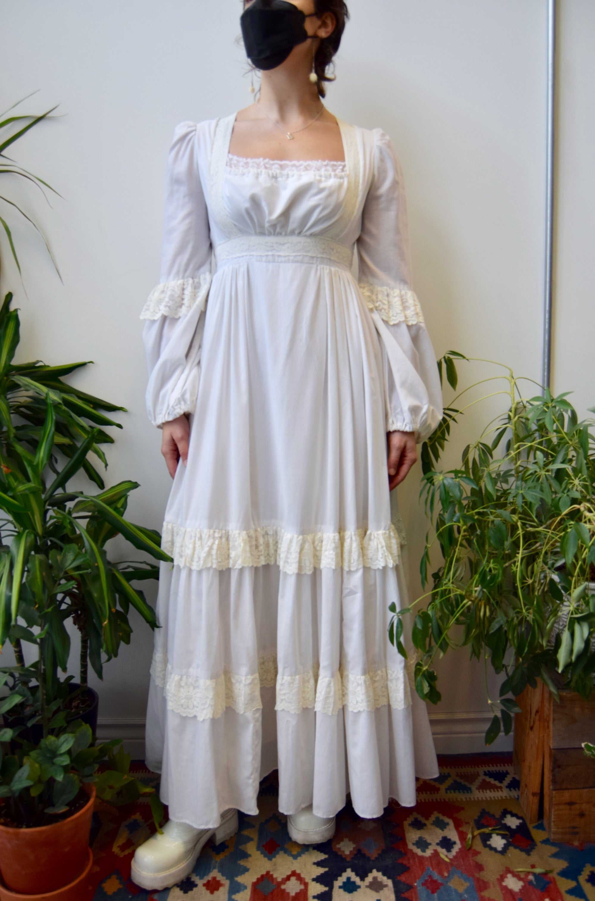 ivory peasant dress Ivory and Rust Peasant Midi Dress