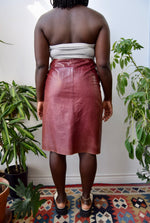 Y2K Oxblood Leather Skirt