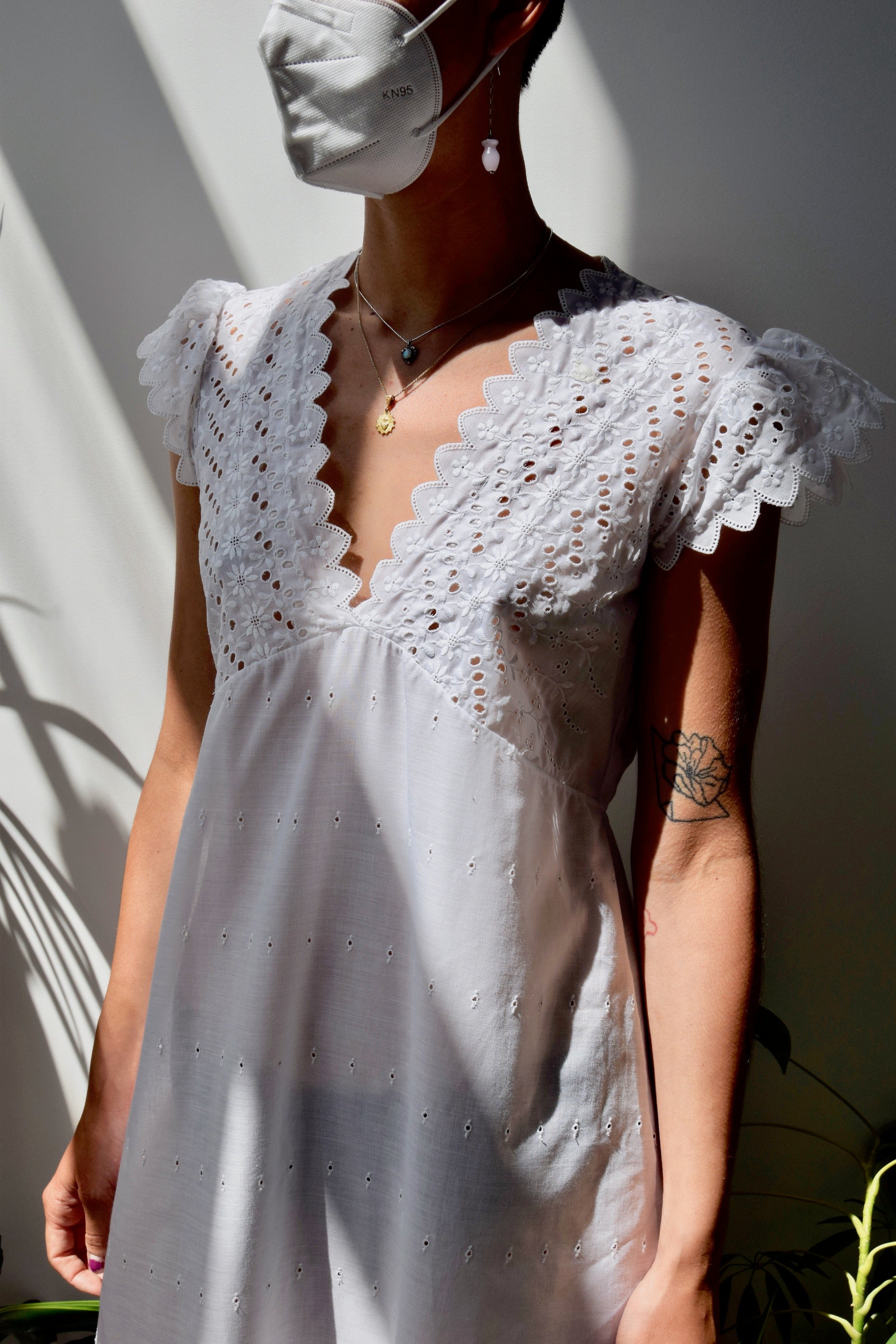 White Eyelet "Night Flowers" Dress