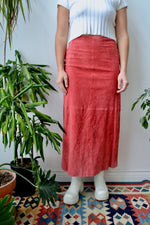 Salmon Suede Maxi Skirt