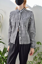 Black and White Gingham Linen Top