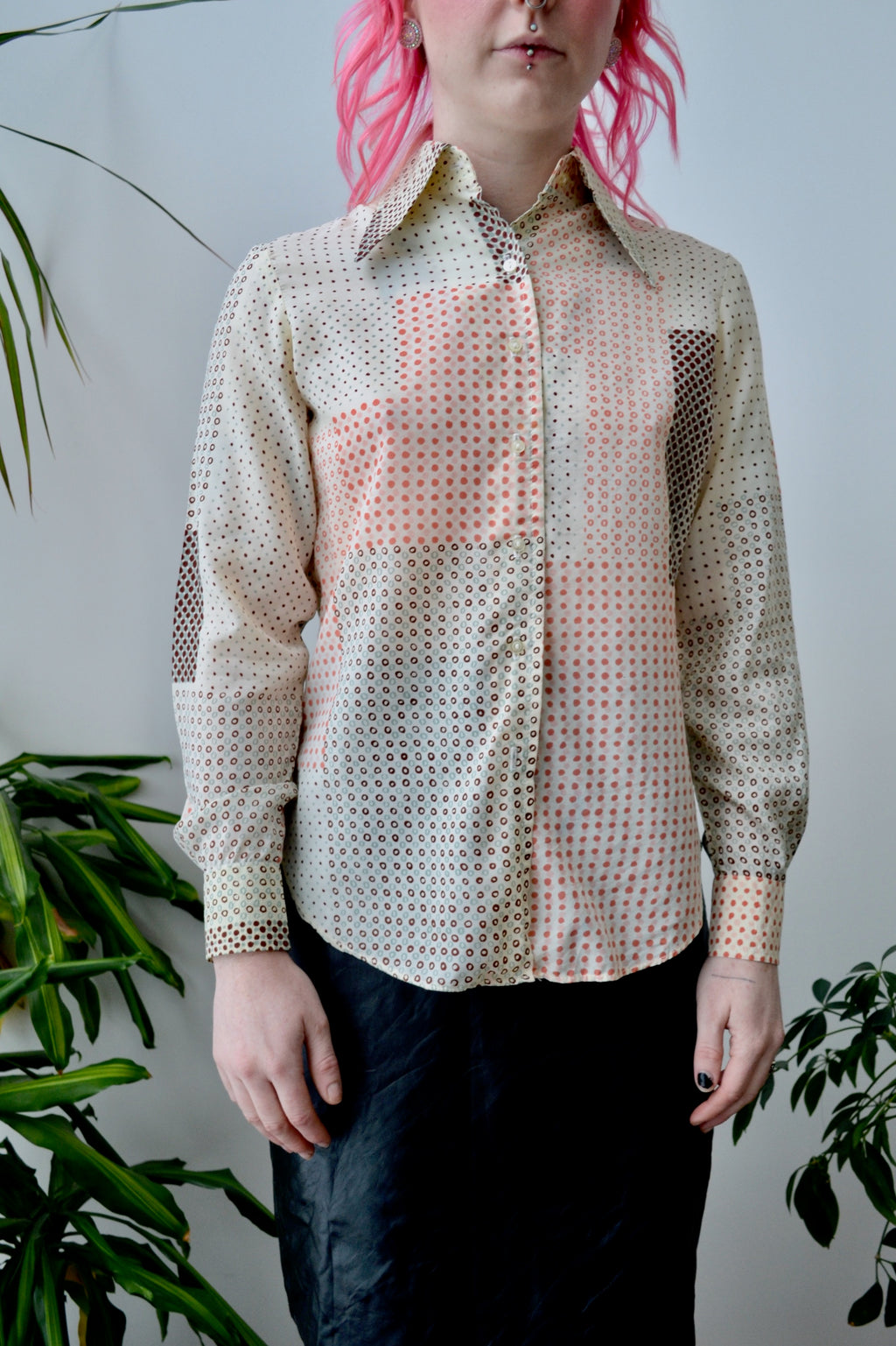 Polka Dot Collage Button Up