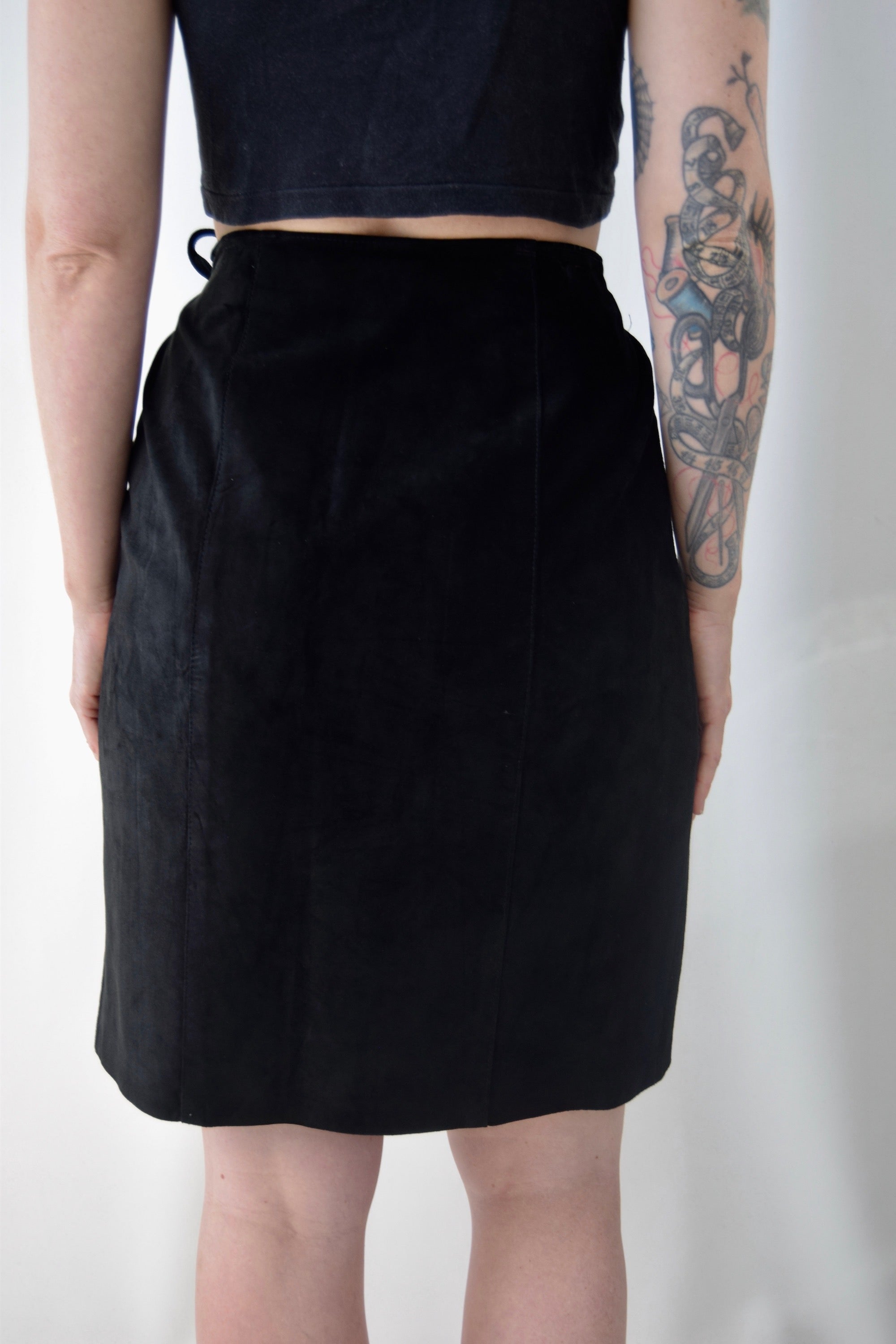 Midnight Suede Wrap Skirt
