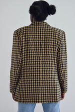 Large Camel and Black Houndstooth Blazer