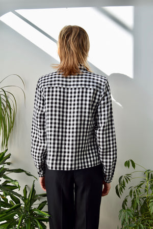 Black and White Gingham Linen Top