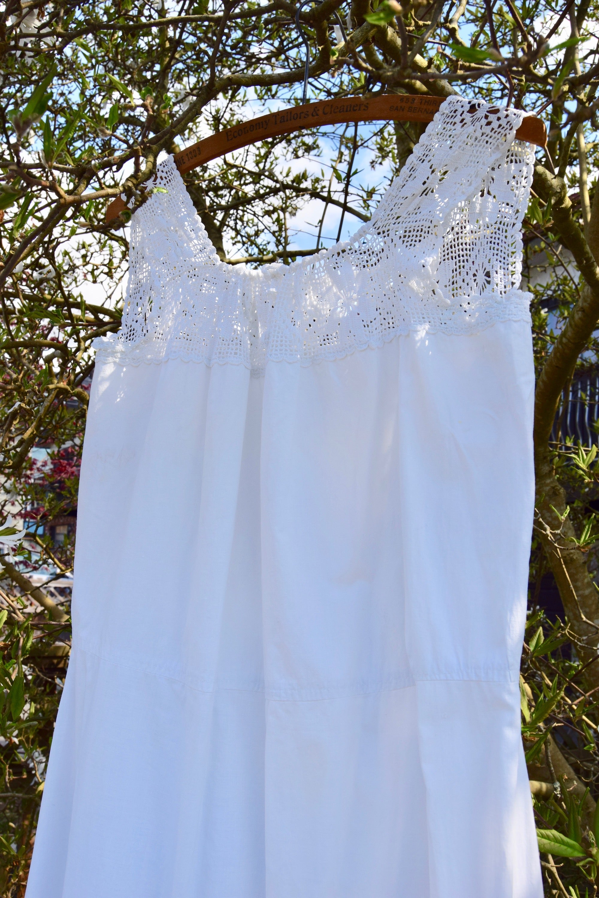 Antique White Cotton Crochet And Eyelet Dress