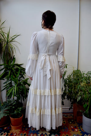 Cream And Ivory Gunne Peasant Dress