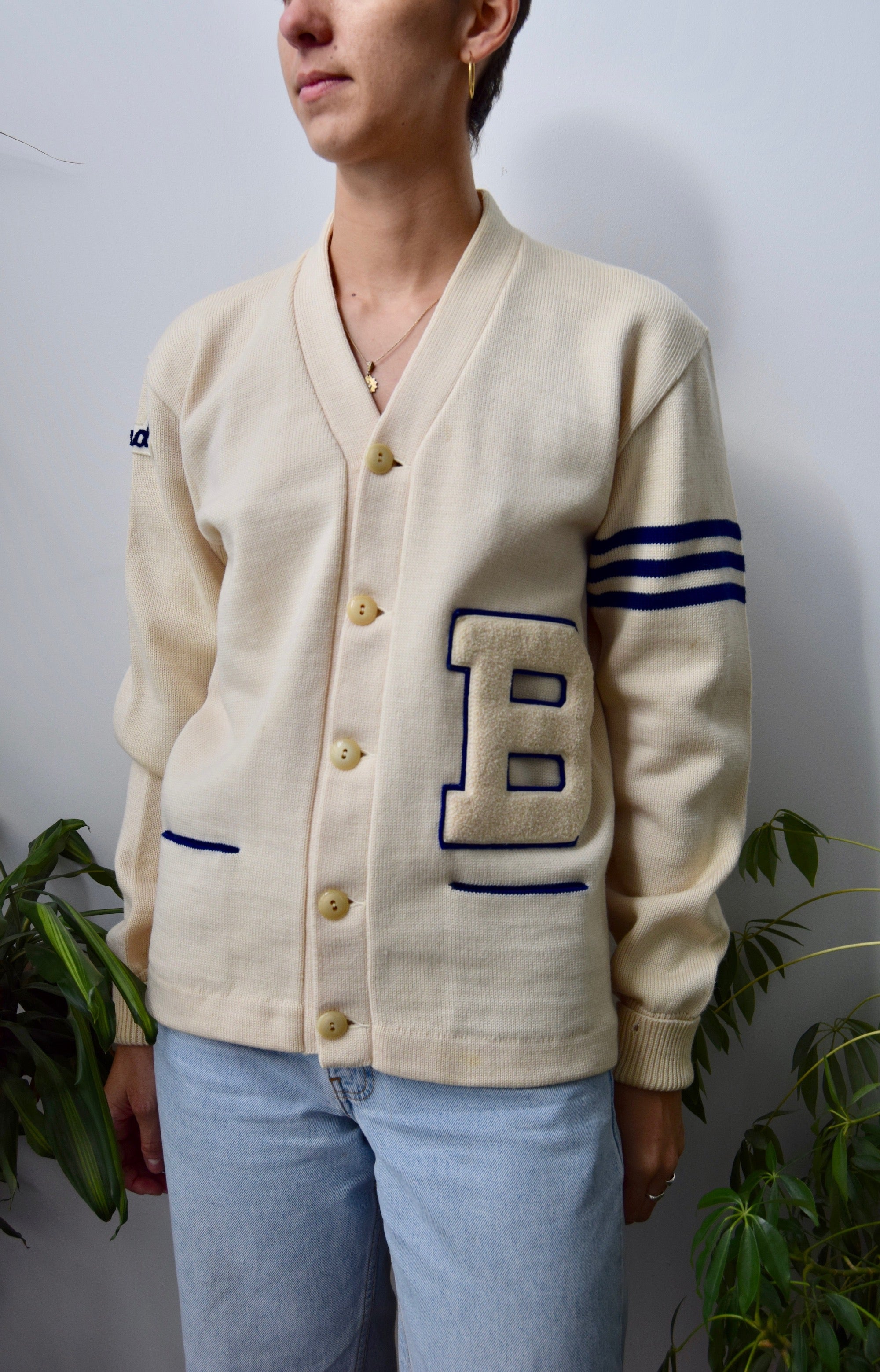 Cream Varsity Sweater