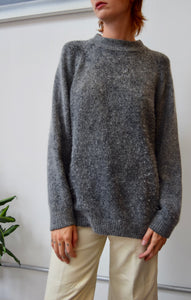 Shadow Grey Silk Angora Knit Sweater