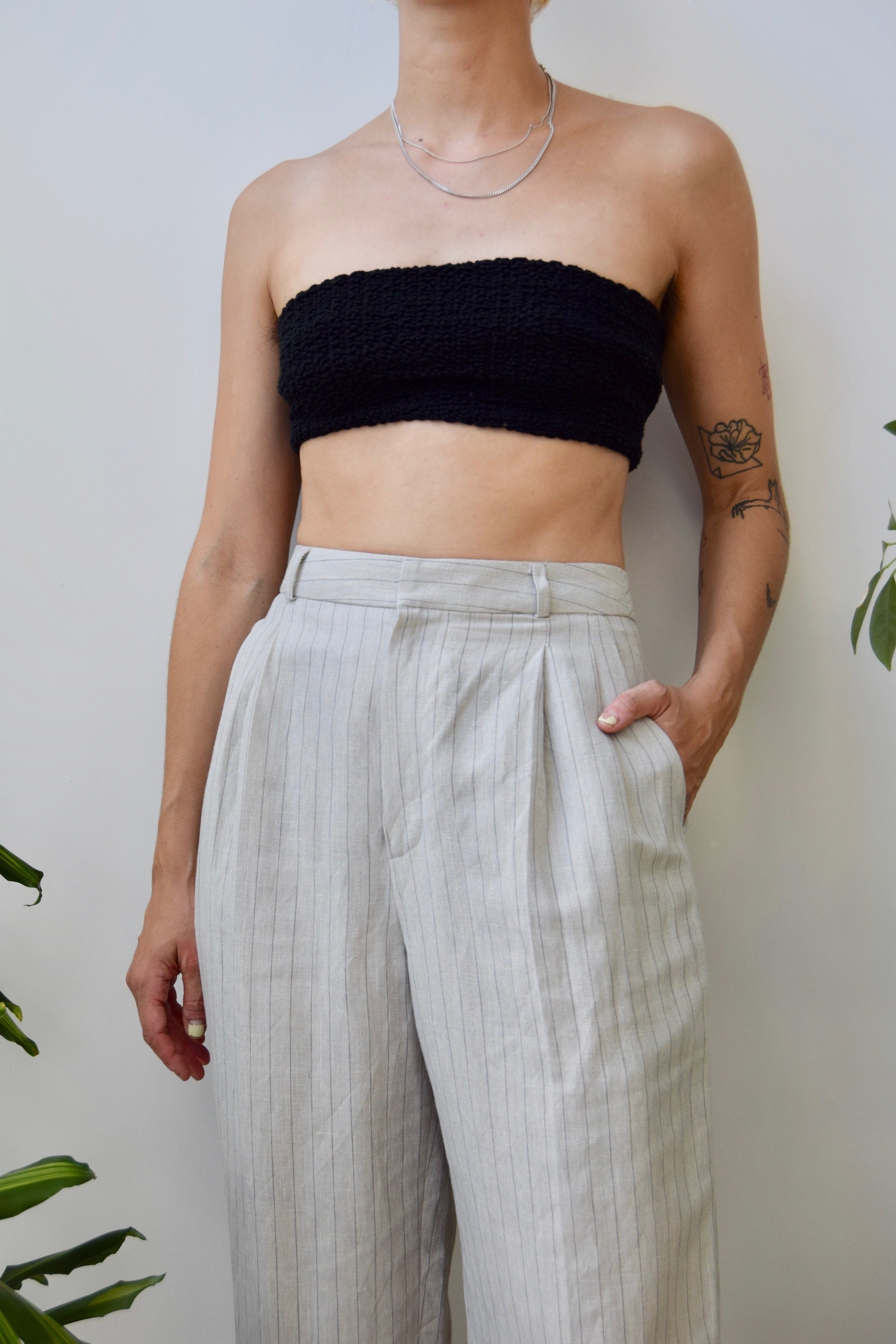 Perfect Pinstripe Linen Trousers