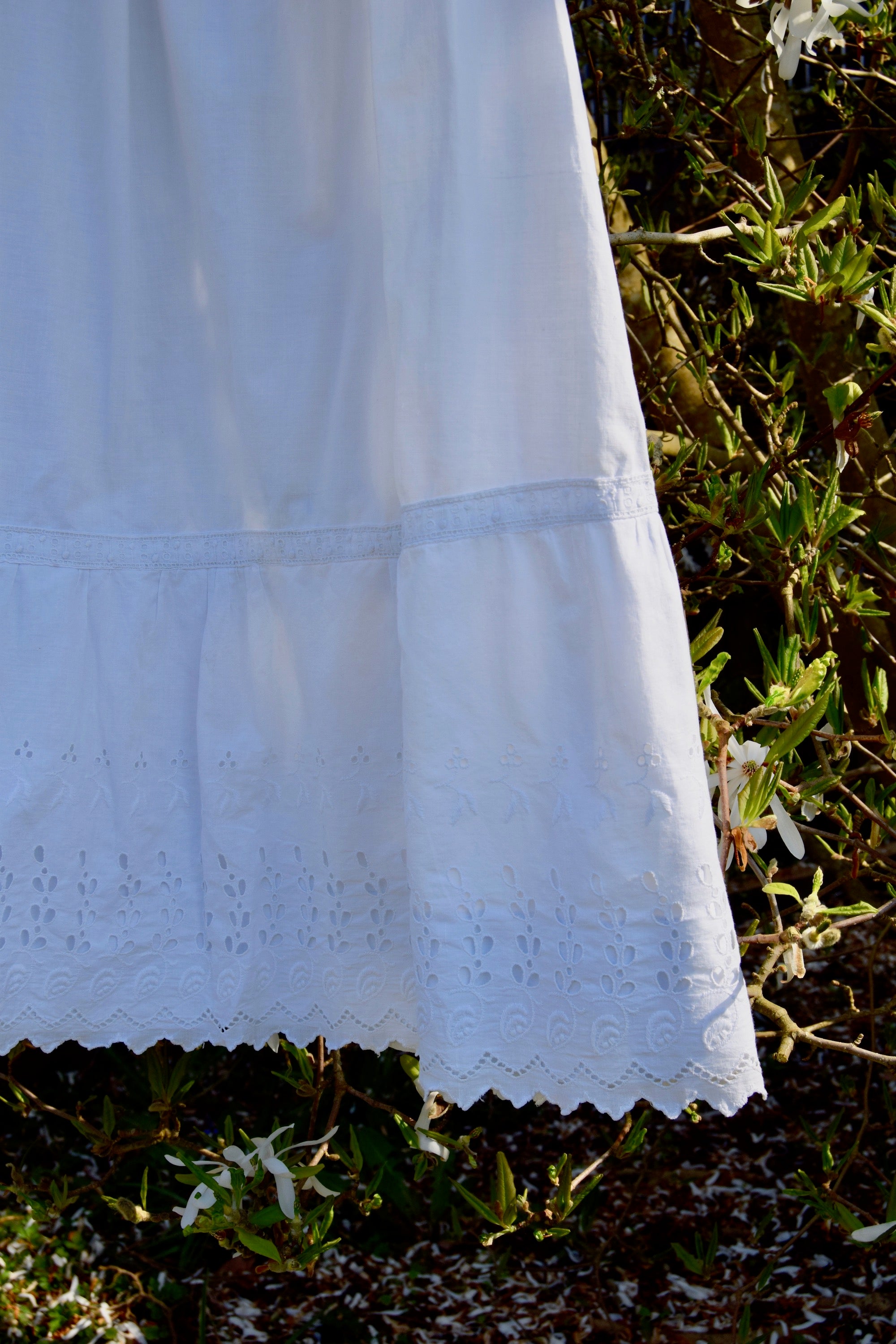Antique White Cotton Crochet And Eyelet Dress