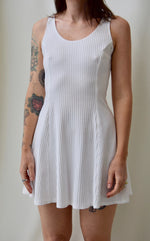 White Ribbed Skater Dress