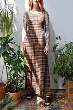 Seventies Brown Plaid Jumpsuit